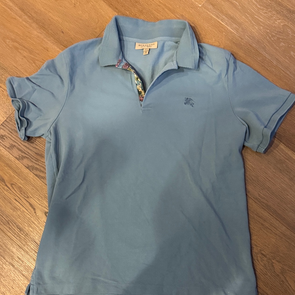 Burberry Light Blue Polo With Tonal Logo